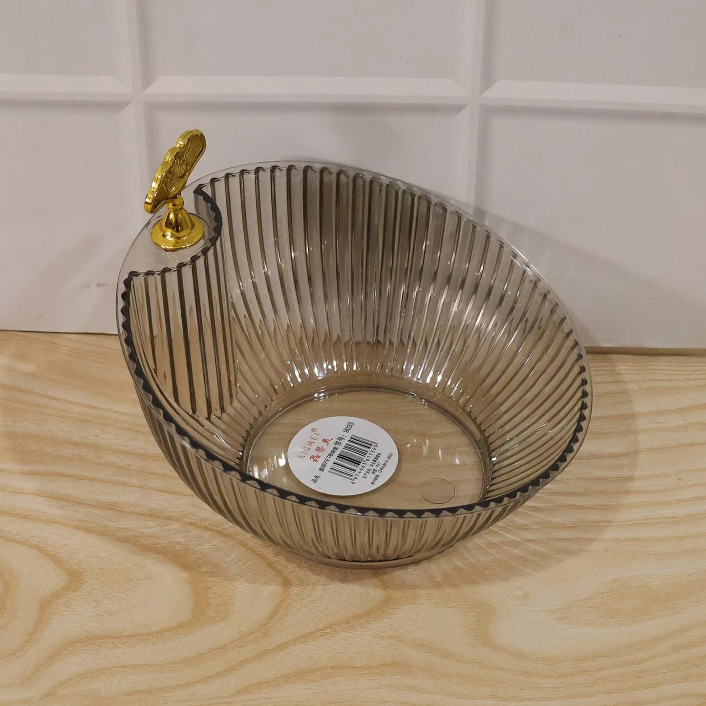 Premium Plastic Decorative Fruit Bowl With Gold Accent For Dining Table (1 Pc)
