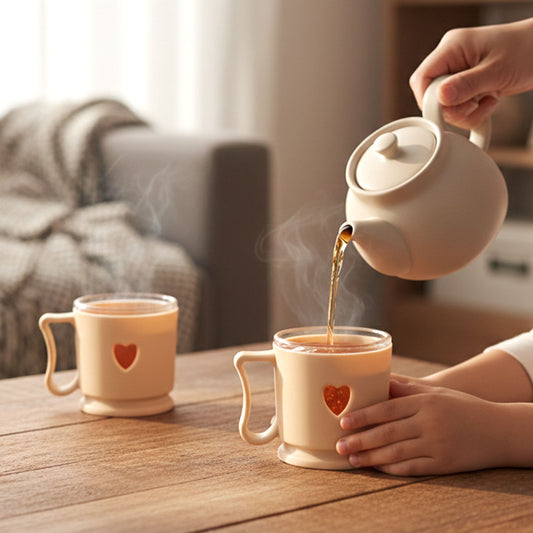 Elegant Heart Design Mini Tea Coffee Mug Set (100ml 6 Pc)