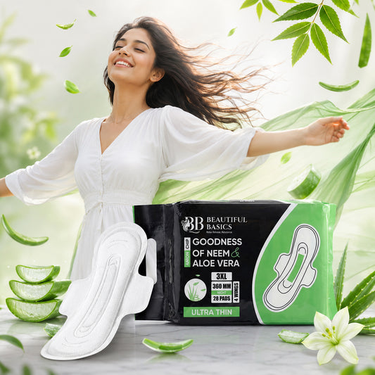 Beautiful Basics Neem Aloe Vera Sanitary Pads 3xl 360mm Night (28 Pads)