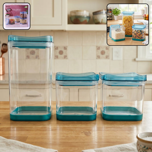 Squarion Airtight Plastic Storage Containers Set For Kitchen Grocery (4 Pc)