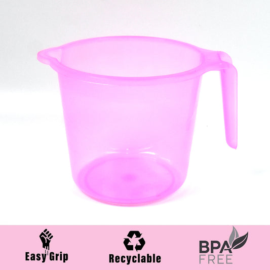 Plastic Round Transparent Bath Water Mug (1 Pc 1200 Ml Mix Color)