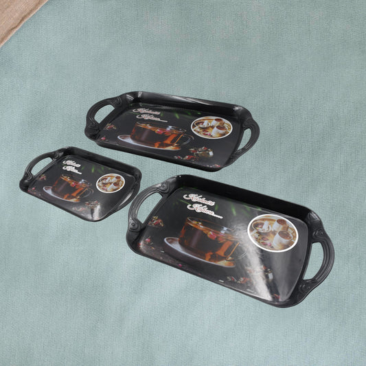 5211a Serving Tray Set Of 3 Melamine Trays For Kitchen Snacks Serving Tray Tray Set For Serving Tea Tray For Serving Fancy Trays For Serving Gift Item Different Size For Kitchen Office Use