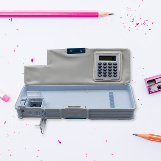 4570 Double Sided Magnetic Geometry Box Pencil Box With Calculator And Sharpener For Boys Art Plastic Pencil Box For Girls And Boys