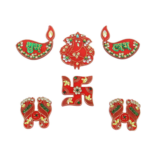 Traditional Decorative Shubh Labh Door Hanging (6 Pc 1 Set)