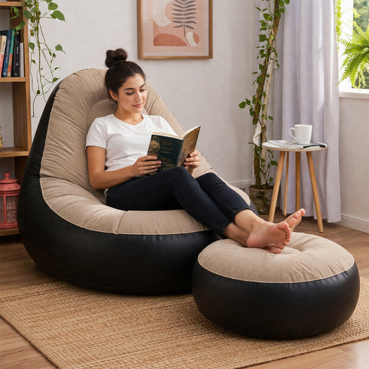 Inflatable Air Sofa Chair Set (1 Set 100x100x73 + 55x55x30 Cm)