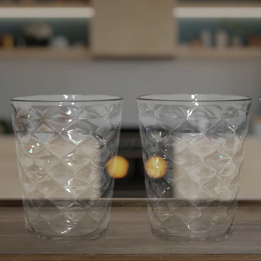 Apex Pyramid Design Unbreakable Plastic Glass 300 Ml