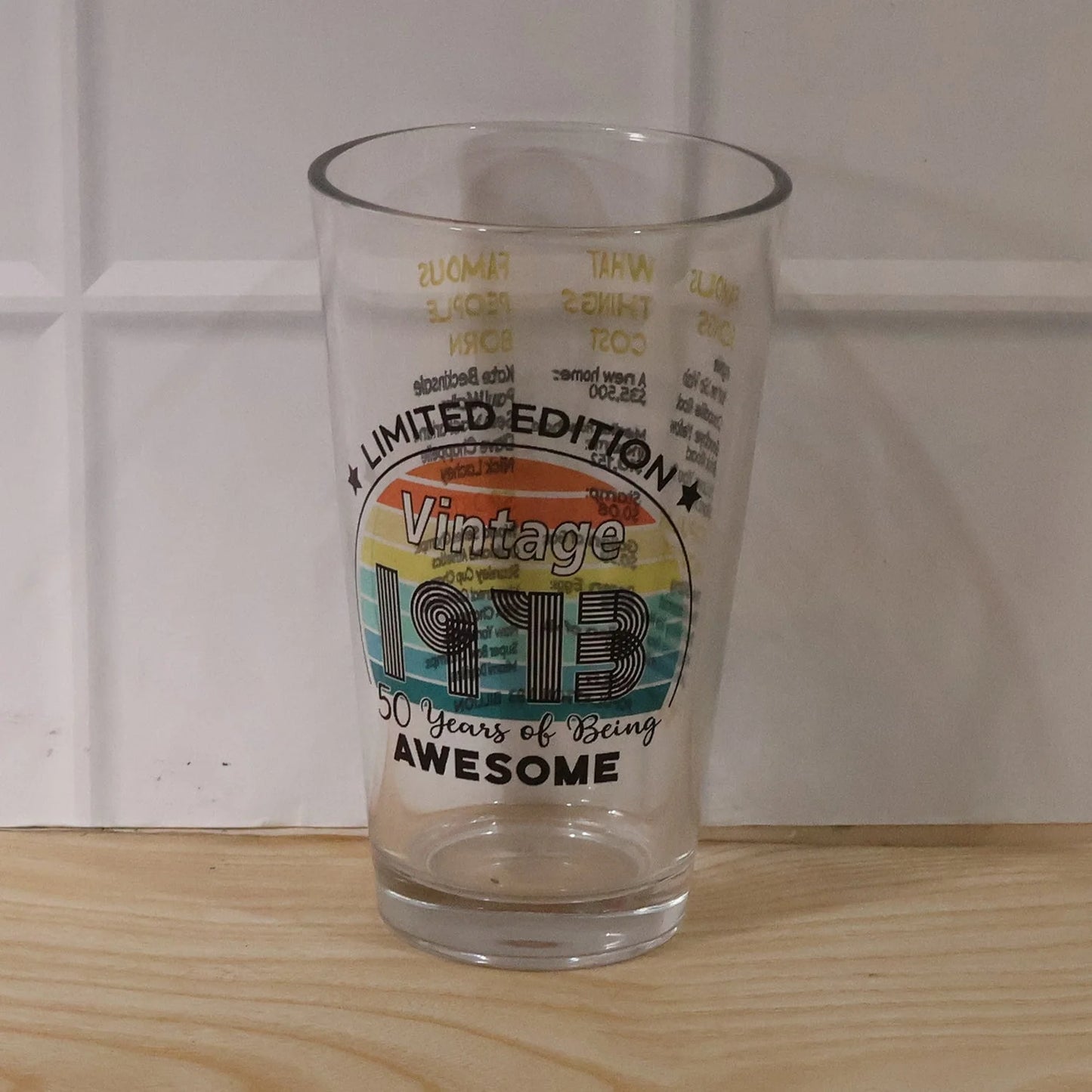 Printed Vintage Trivia Drinking Glass Tumbler For Beverages And Gifting (1 Pc)