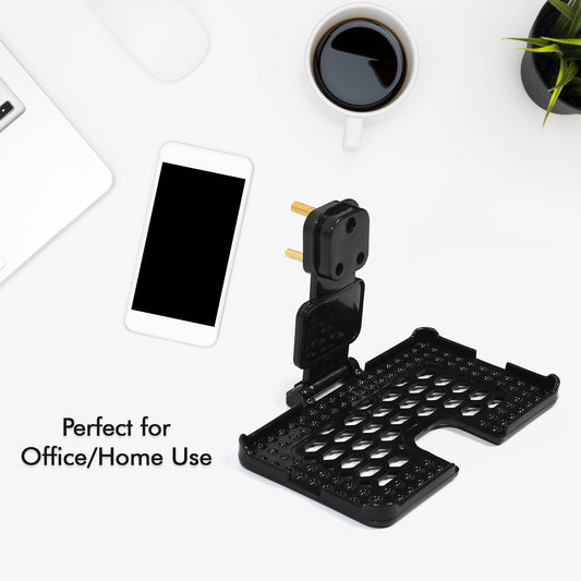 6496b Multi-purpose Wall Holder Stand For Charging Mobile Just Fit In Socket And Hang ( Black )