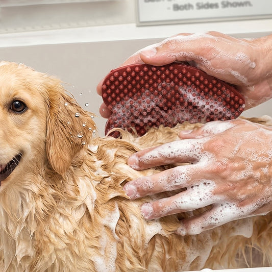 Premium Plastic Pet Bath Brush Soft Grooming Scrubber (1 Pc)