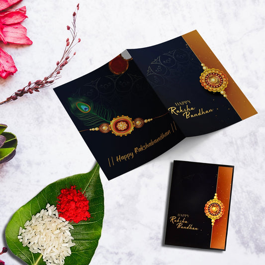 Set Of 5 Fancy Rakhis For Brother  Designer Floral Rakhi Combo With Silver Coin Roli Chawal  Greeting Card
