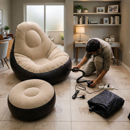 Inflatable Air Sofa Chair Set (1 Set 100x100x73 + 55x55x30 Cm)
