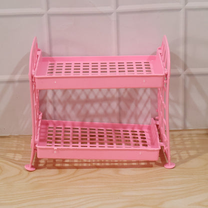 2 Layer Small Plastic Rack Multipurpose Storage Organizer Shelf Kitchen (1 Pc)