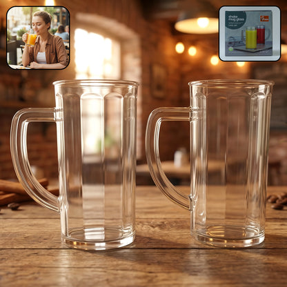 Prexo Plastic Shake Mug Glass With Handle (2 Pc Set 400 Ml Approx)