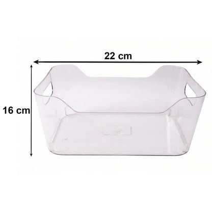 Transparent Plastic Storage Box Organizer With Handle For Fridge Pantry (1 Pc)