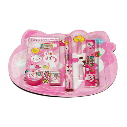 7958 8 In1 Mix Stationery Gift Set For Kids Stationary Set Including Pencil Ruler Rubber Pencil Sharpener Pencil Cover School Office Product Gift
