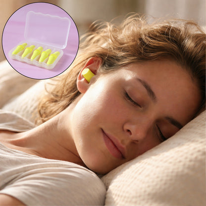 Soft Reusable Foam Ear Plugs With Storage Case (5 Pair)