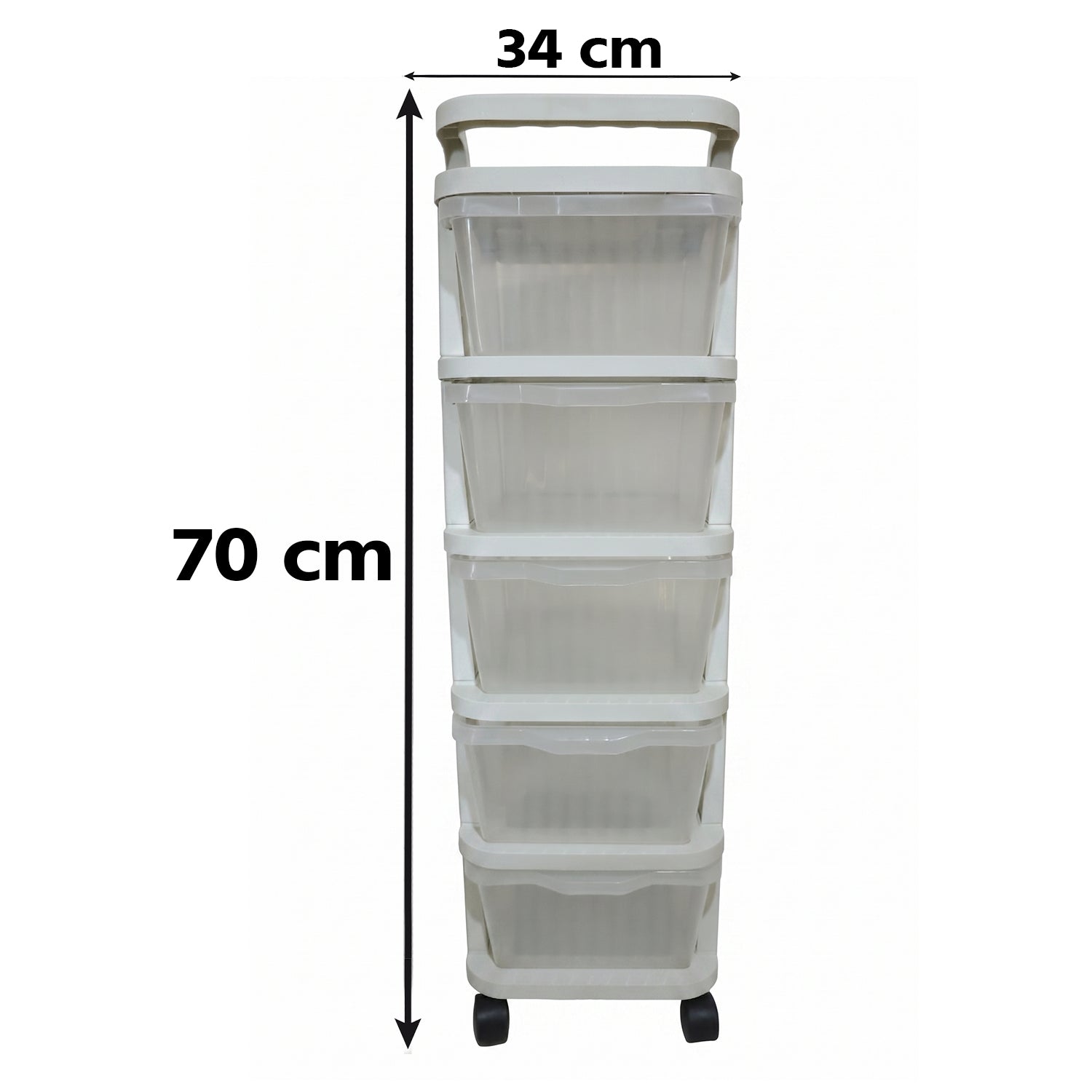 5 Layer Plastic Storage Drawer Rack Organizer With Wheels For Home (1 Pc)