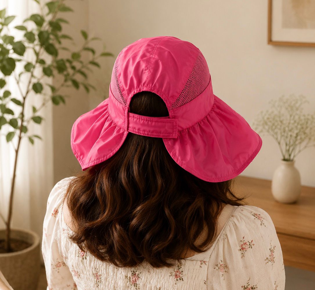 Women’s Wide Brim Sun Protection Hat with Open Top & Mesh Design (Random Color 1 PC)