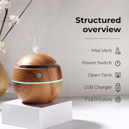 Ultrasonic Aroma Diffuser Humidifier 200ml With Led Light For Home Office (1 Pc)