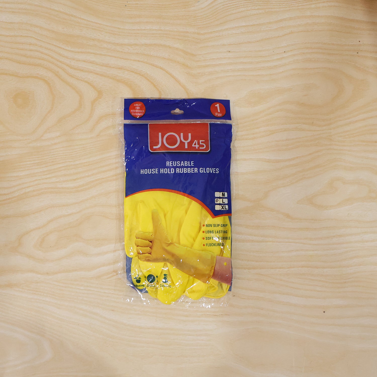 Large Yellow Cleaning Rubber Gloves Reusable Kitchen Dishwashing (1 Pair)