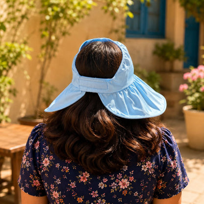 Women’s Wide Brim Sun Protection Hat with Open Top & Mesh Design (Random Color 1 PC)