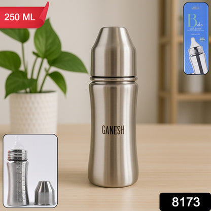 8173 Ganesh Stainless Steel Baby Feeding Bottle Milk Bottle For New Born  Infants  Toddler Up To 3 Years Bfa Free (250 Ml Approx)