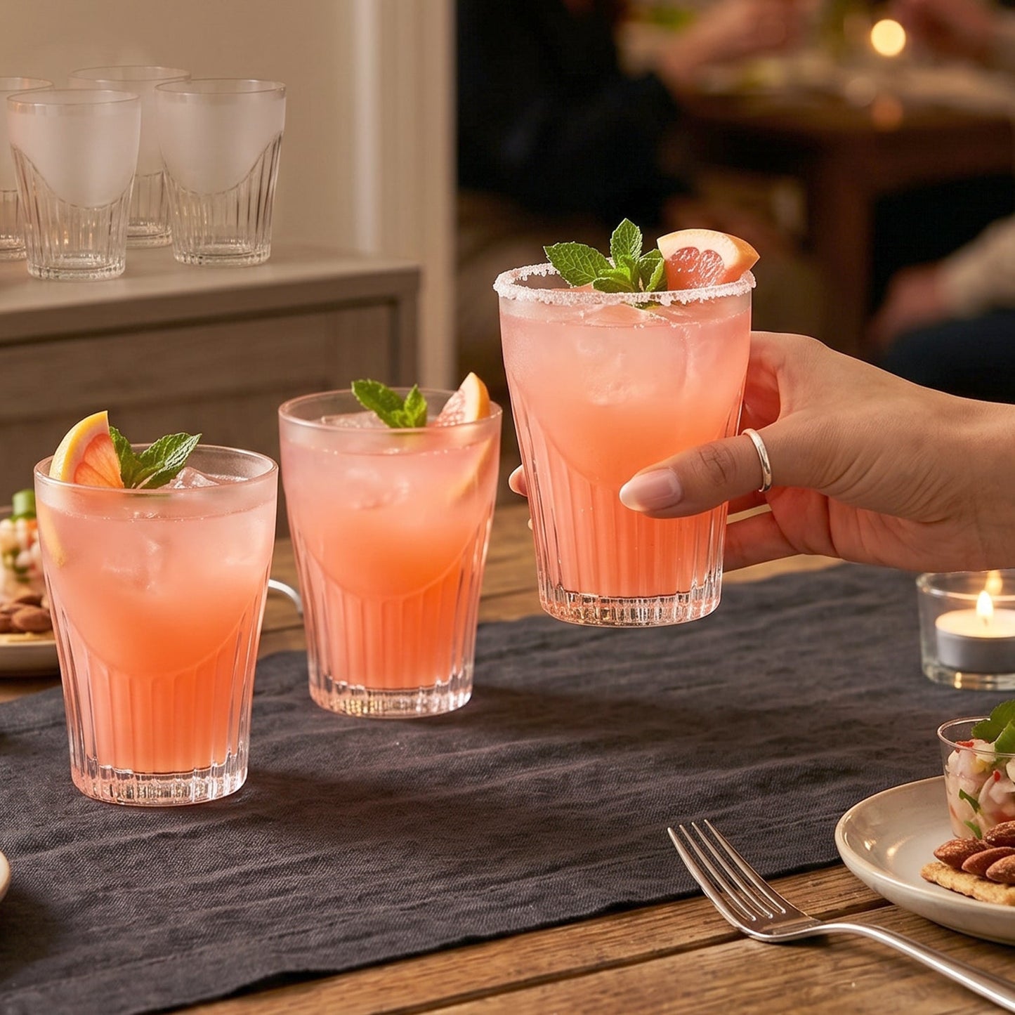 Classic Plastic Juice Glass Set Unbreakable Water Tumbler For Home (6 Pc Set)
