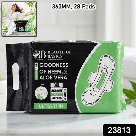 Beautiful Basics Neem  Aloe Vera Sanitary Pads 3xl 360mm Night (28 Pads)