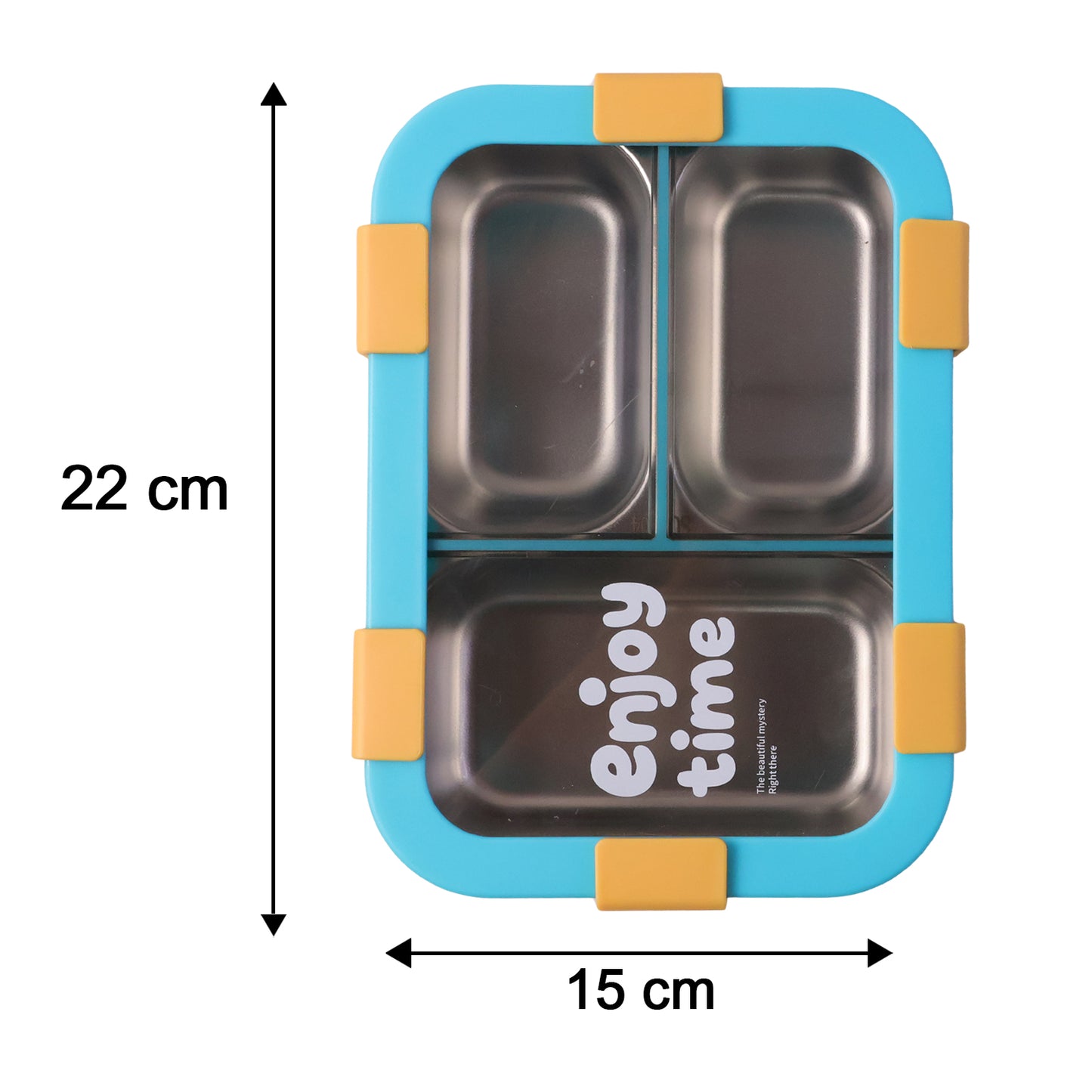 Airtight 3 Compartment Stainless Steel Lunch Box With Spoon  Fork  600ml