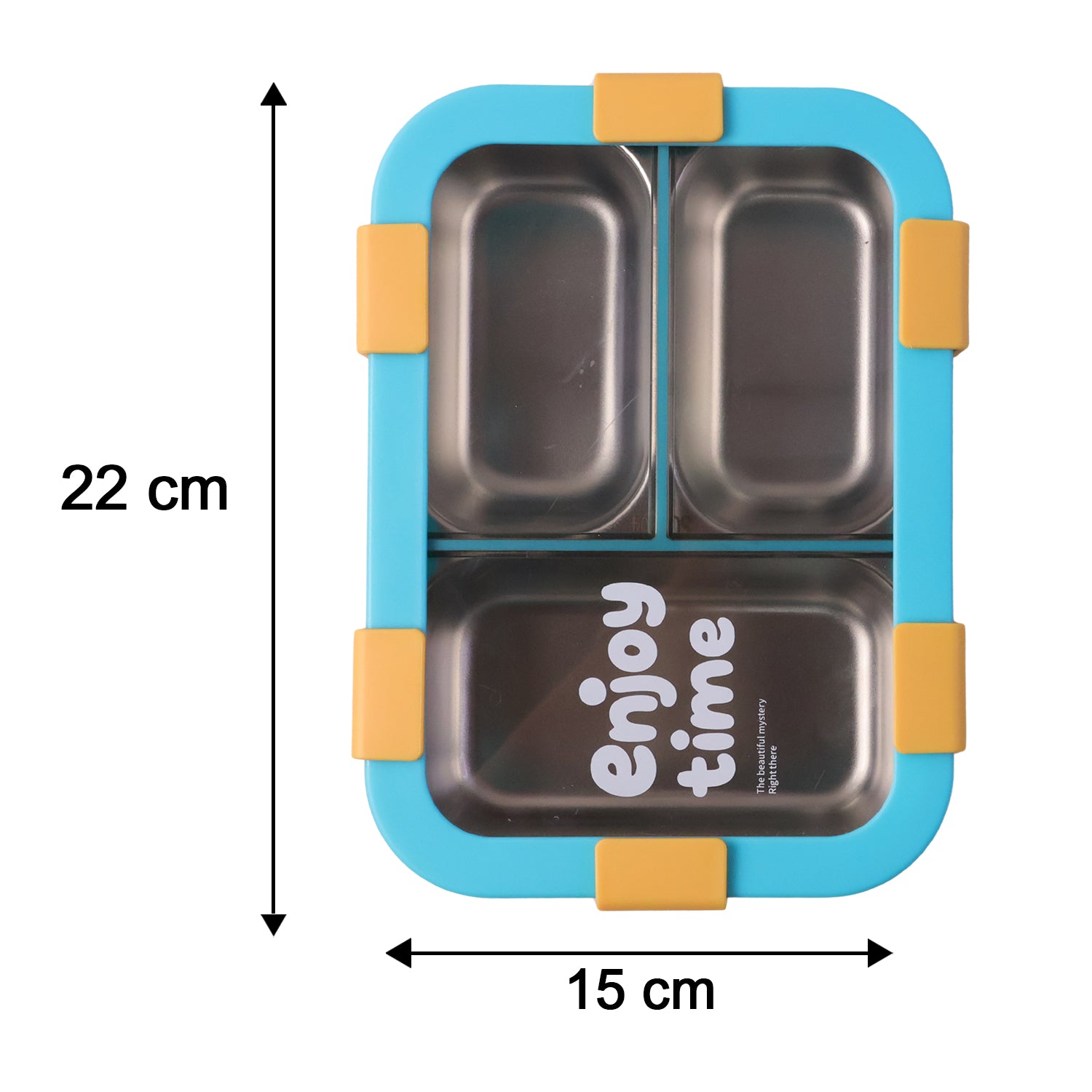Airtight 3 Compartment Stainless Steel Lunch Box With Spoon  Fork  600ml