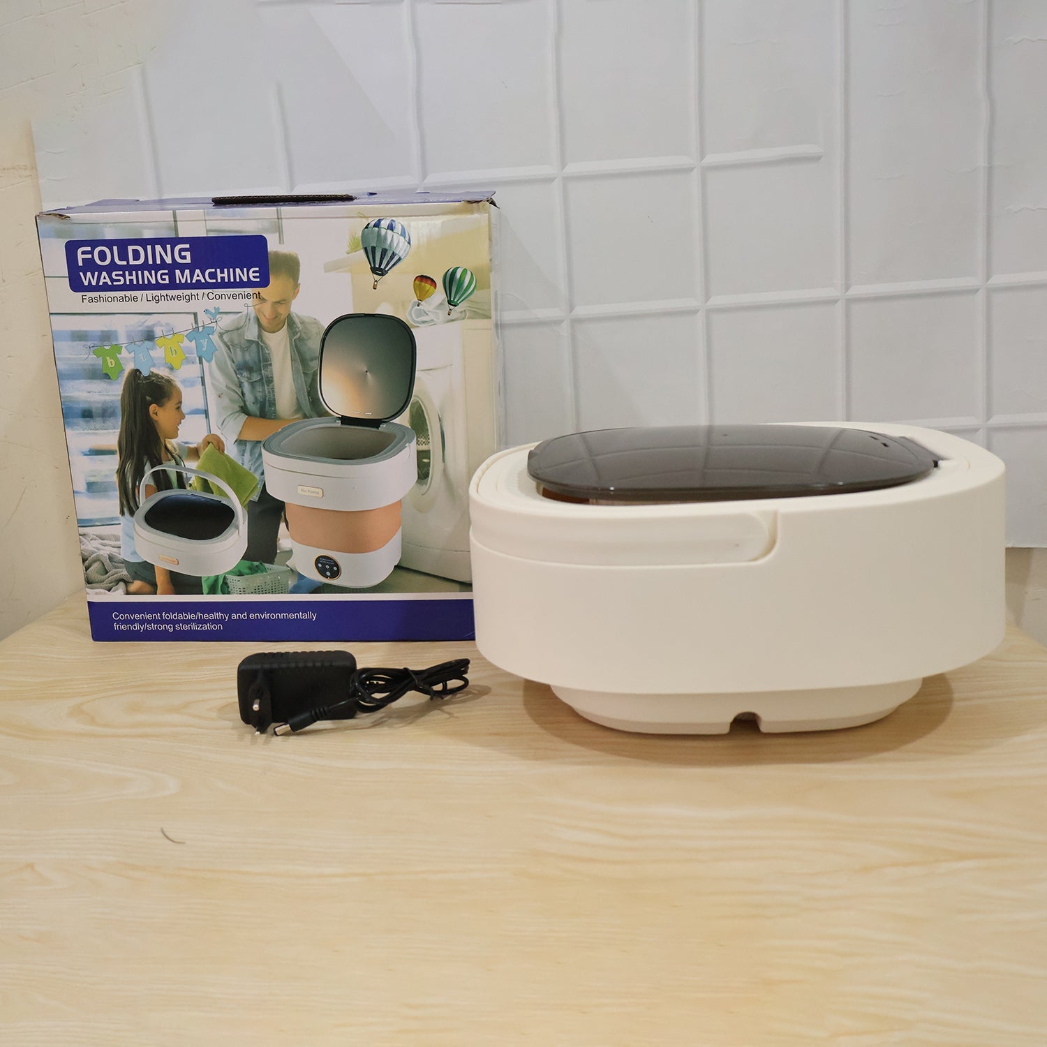 Portable Folding Washing Machine Mini Collapsible Washer With Spin Basket (1 Pc)