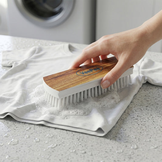 Veepee Cloth Washing And Cleaning Scrub Brush (1 Pc)  Heavy-duty Bristles With Wooden Finish Handle