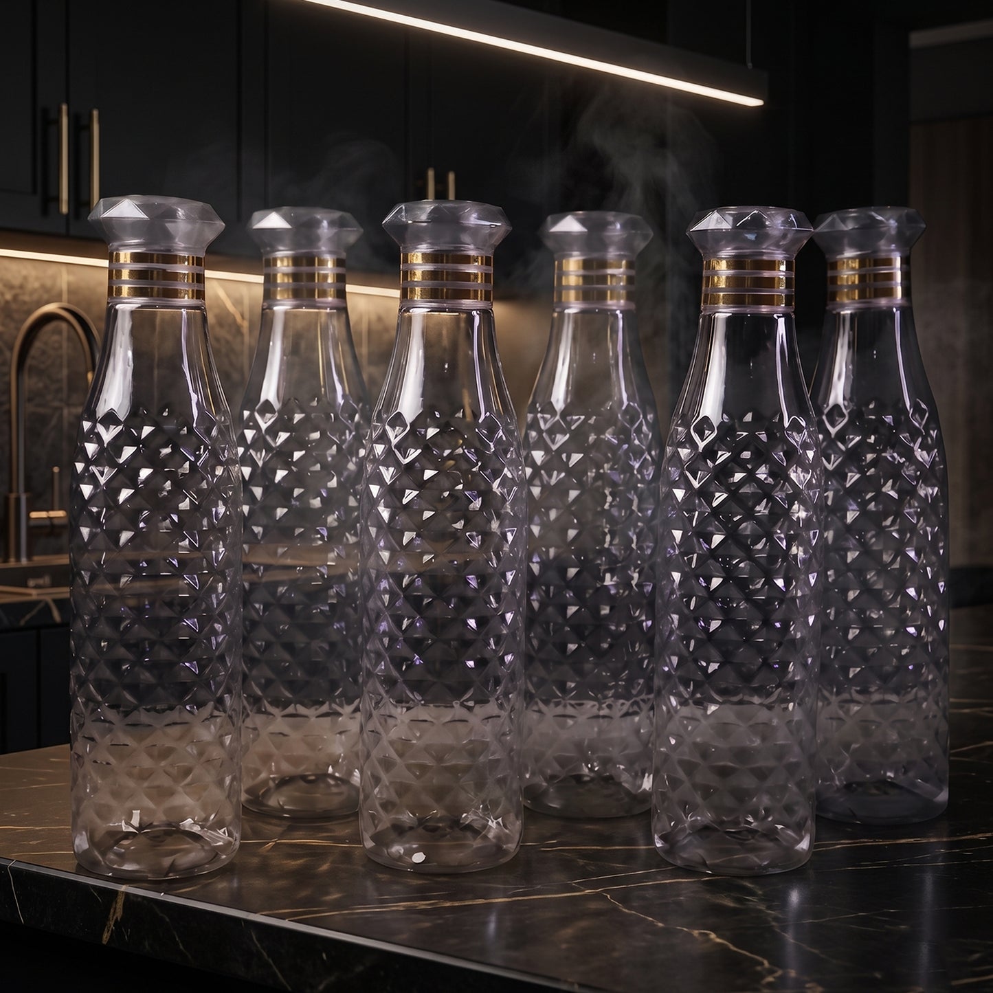 Premium Designer Transparent Water Bottle Set (6 Pc Set 1000 Ml Approx)