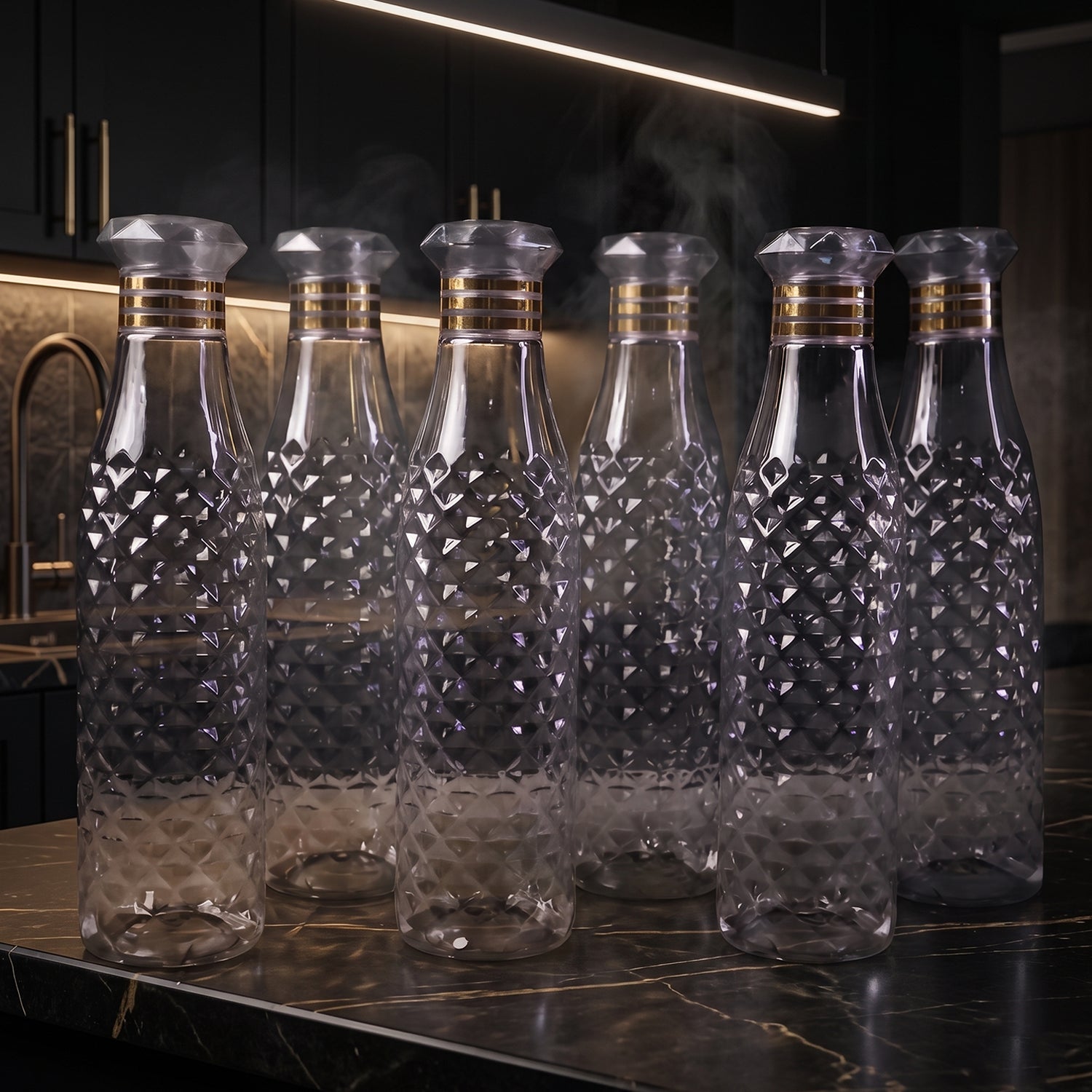 Premium Designer Transparent Water Bottle Set (6 Pc Set 1000 Ml Approx)