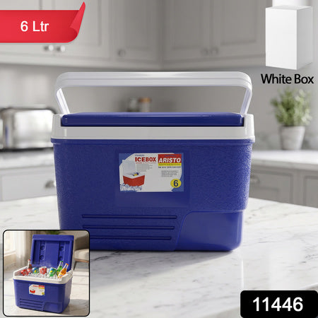 Portable Insulated Ice Cooler Box With Carry Handle (1 Pc Blue  6ltr)