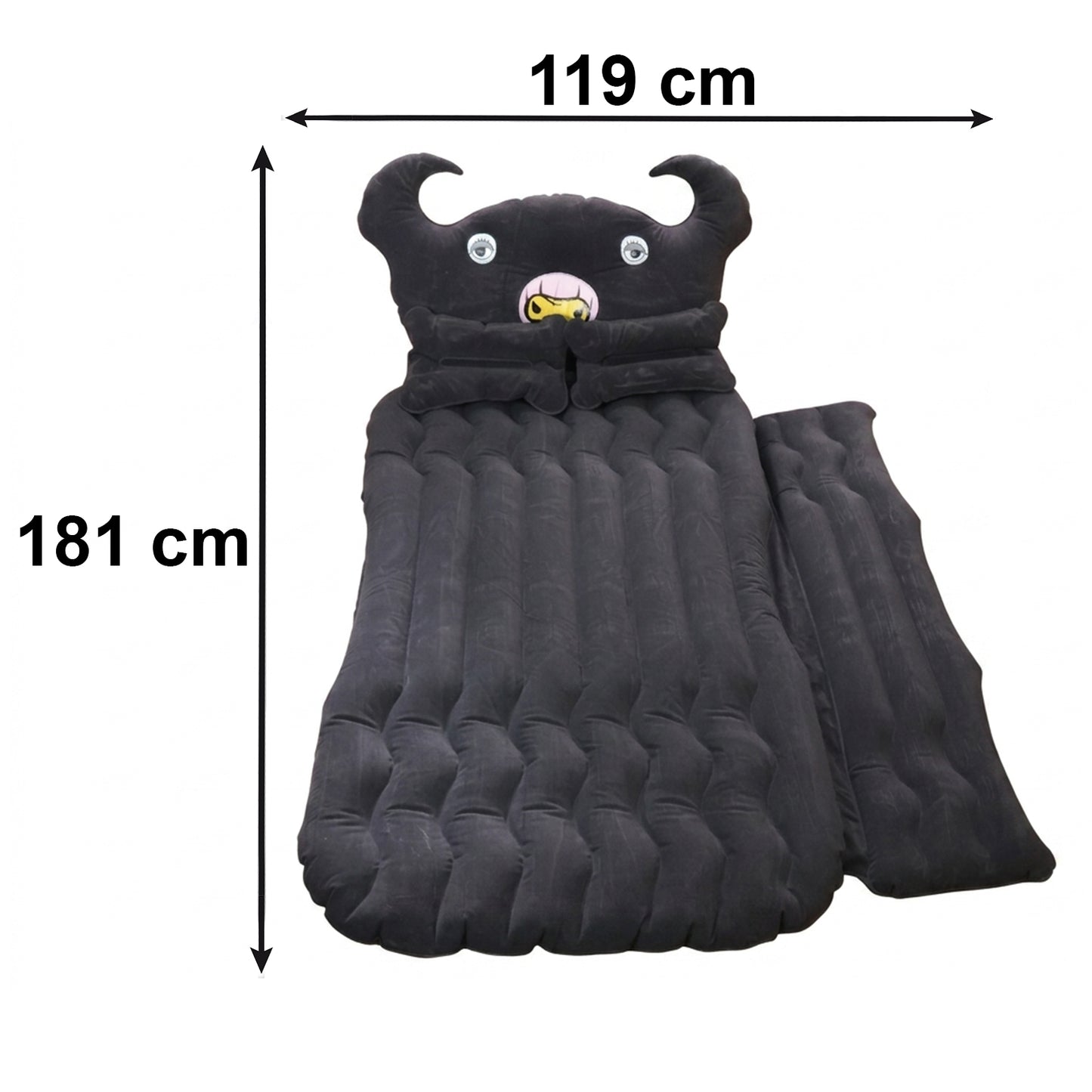 Car Air Mattress With Black Monster Pillow And Cushions For Kids And Adults (1 Set)