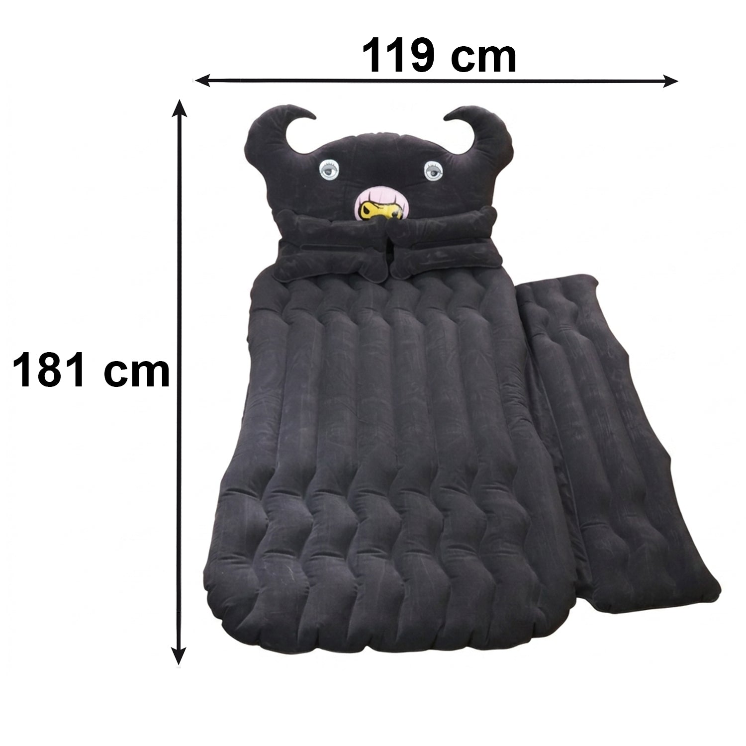 Car Air Mattress With Black Monster Pillow And Cushions For Kids And Adults (1 Set)