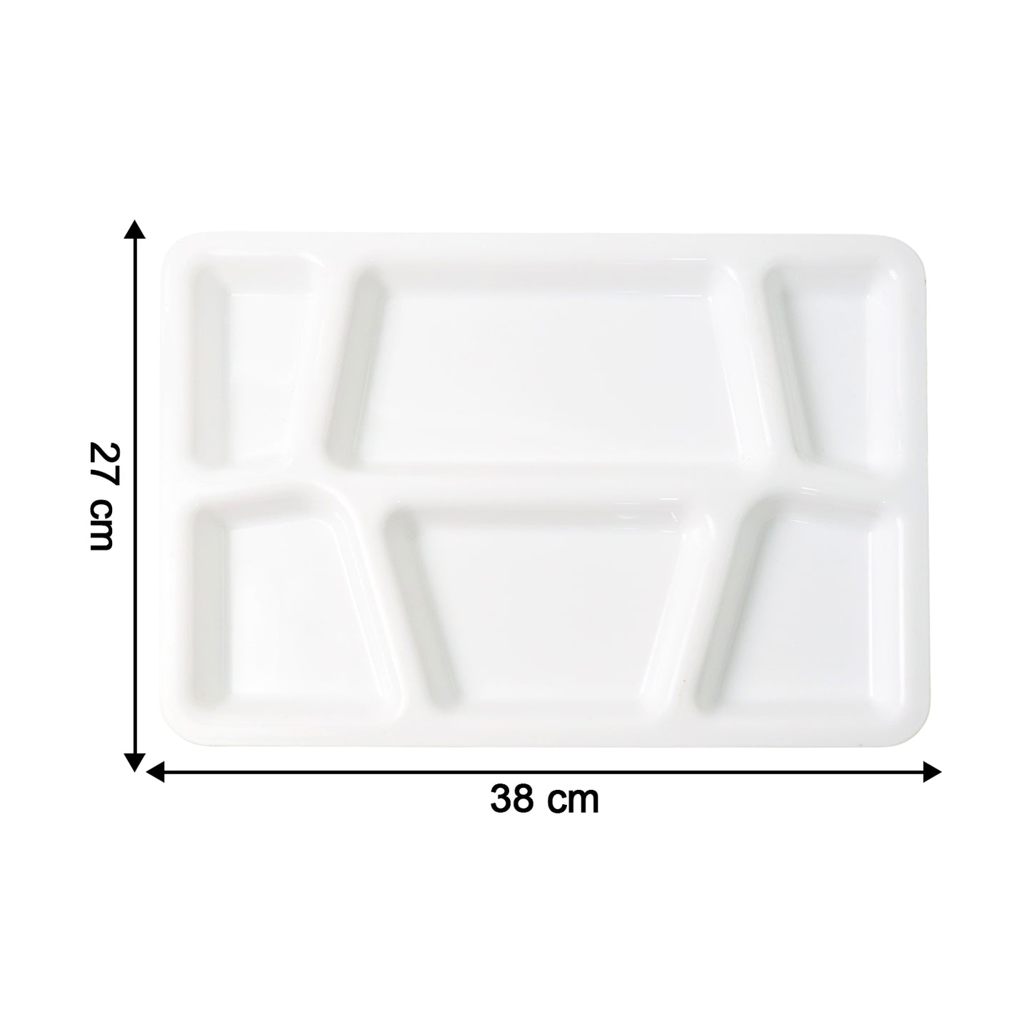 Plastic Multi-compartment Rectangular Meal Serving Tray  Plate (1 Pc  White)