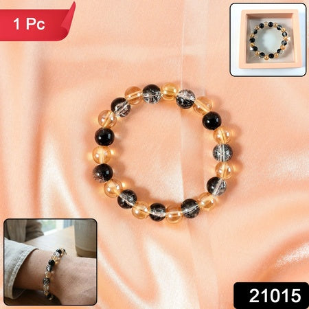Elegant Dual-tone Crystal Beaded Stretch Bracelet (1 Pc)