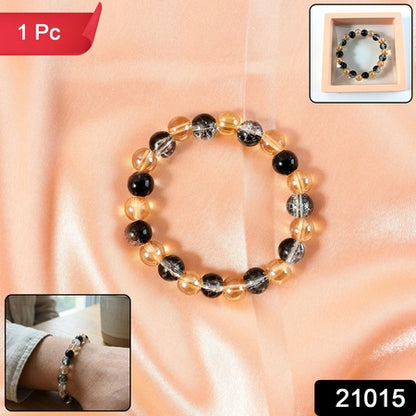 Elegant Dual-tone Crystal Beaded Stretch Bracelet (1 Pc)