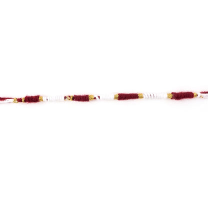 Handmade Red And White Thread Bracelet Rakhi (1 Pc)