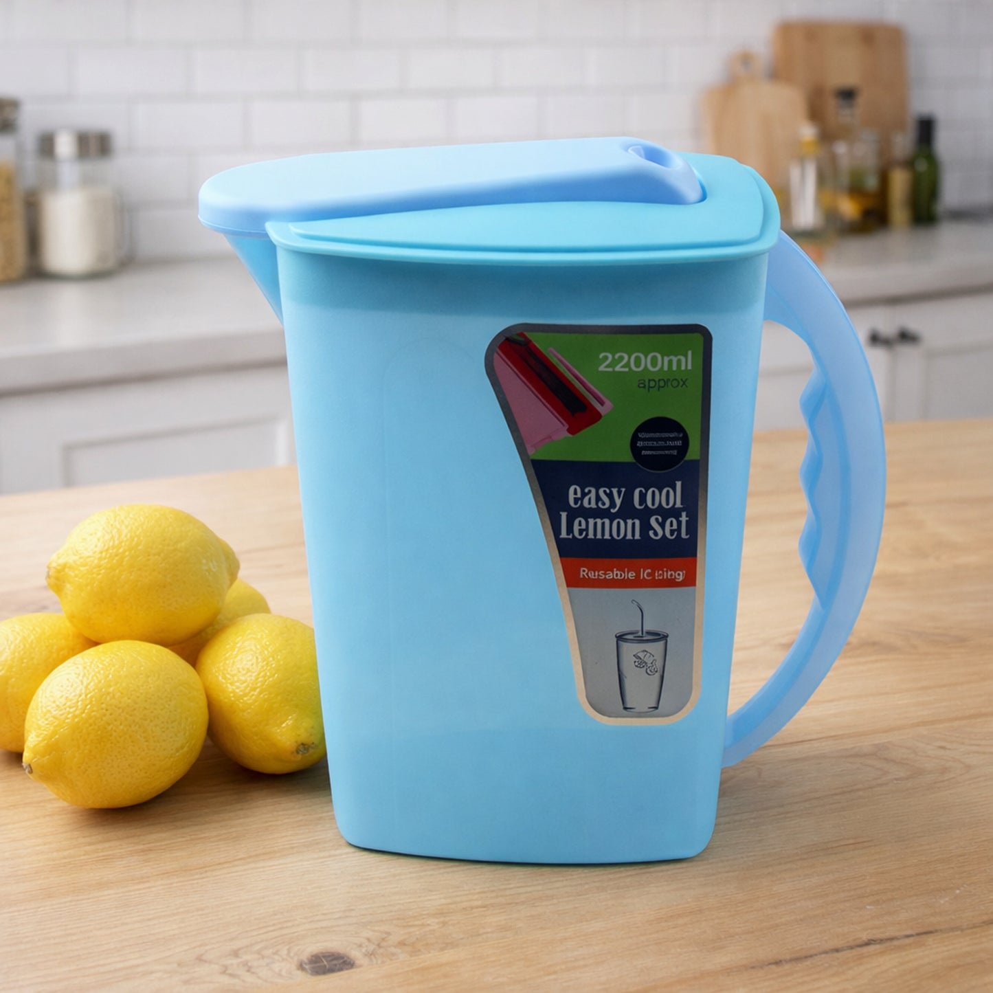 Easy Cool Lemon Set Water Jug With Lid  Handle (Approx. 2200 Ml)