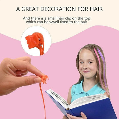 Kids Hair Braid Extensions with Clips | Fun Party Hair Accessories Pack of 6 (Color may vary)