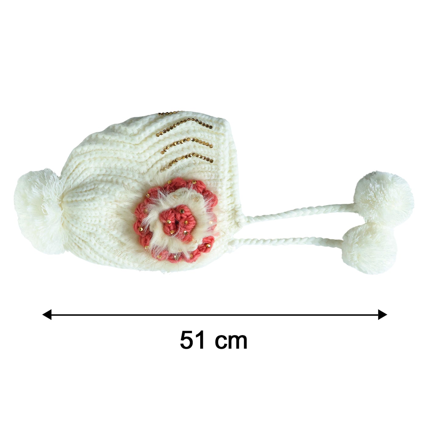Cute Kids Winter Woolen Ear Flap Cap With Pom Pom (1 Pc Mix Design)