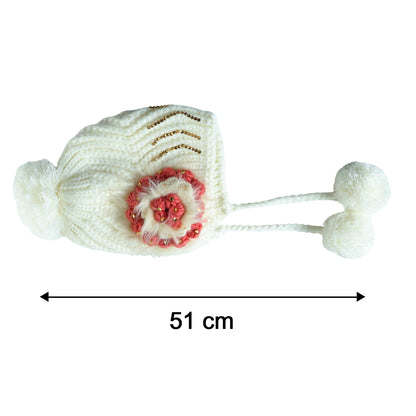 Cute Kids Winter Woolen Ear Flap Cap With Pom Pom (1 Pc Mix Design)