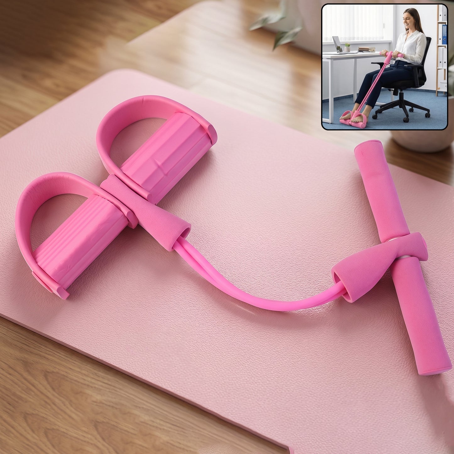 Portable Pull Rope Resistance Exerciser With Foot Pedal Support (1 Pc)