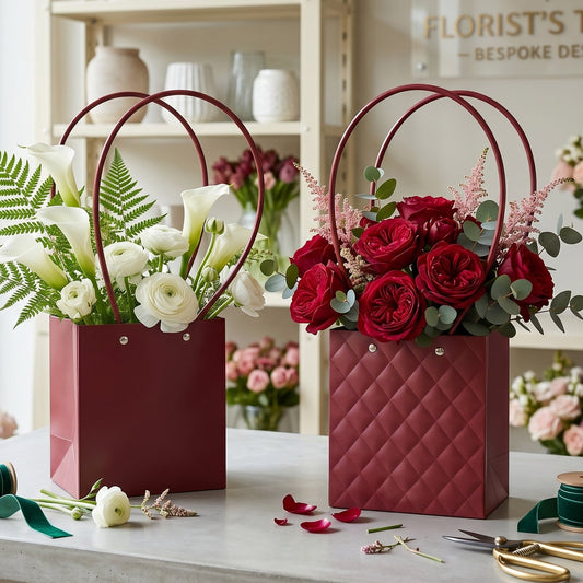Stylish Foldable Flower Packaging Bag With Handle For Bouquet And Gifting (1 Pc)
