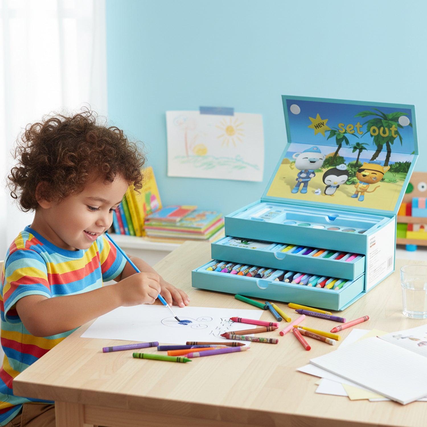 Drawing Kit Box For Kids With Colors  Tools (1 Pc)