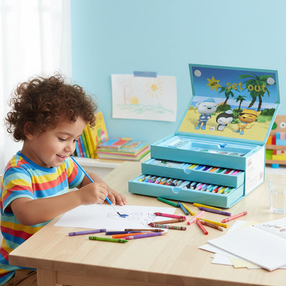 Drawing Kit Box For Kids With Colors  Tools (1 Pc)