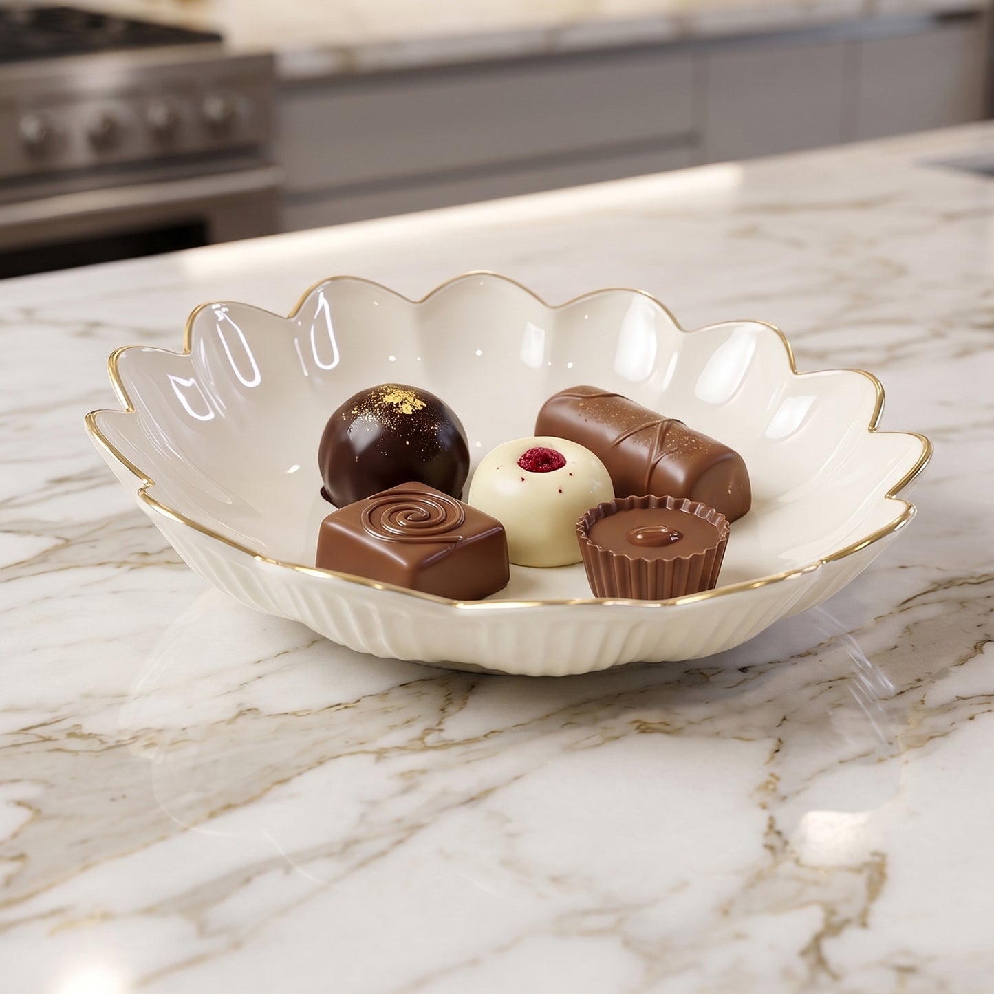 Lotus Flower Decorative Serving Tray Stylish Snack Dry Fruit Platter (1 Pc)